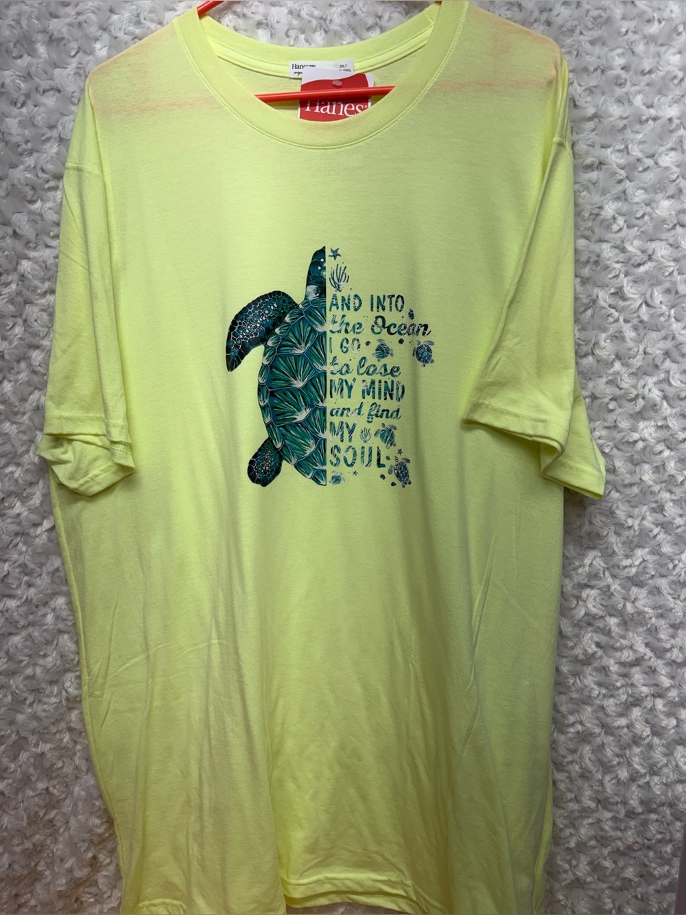 Hanes 2 xl tall unisex Yellow Graphic T-Shirt - Sea Turtle Design